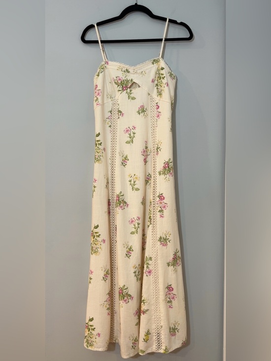 Caroline Constas Dresses & Skirts - NWT Caroline Constas NY Womens S Ivory Floral Linen Maxi Dress Crochet Lace Trim